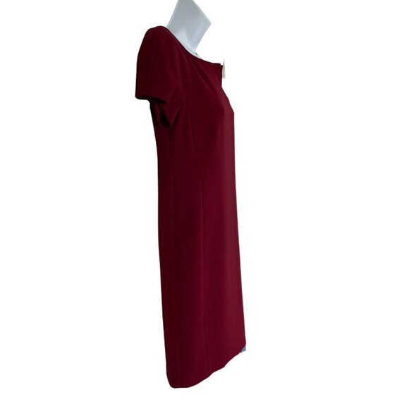 Max Mara Wool Sheath Shift Dress Sz 4 Deep Red Boat Neckline Preppy - Picture 4 of 9